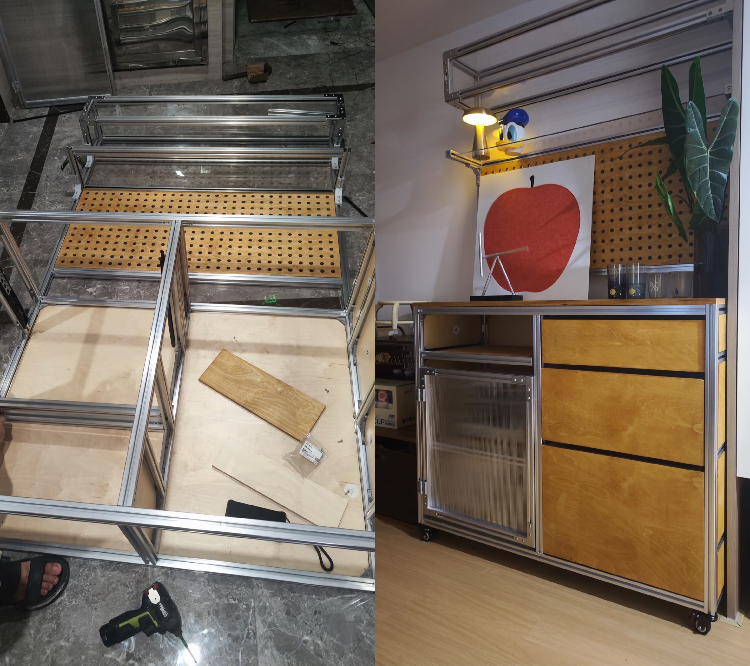 海洋板餐边柜制作过程与完成效果